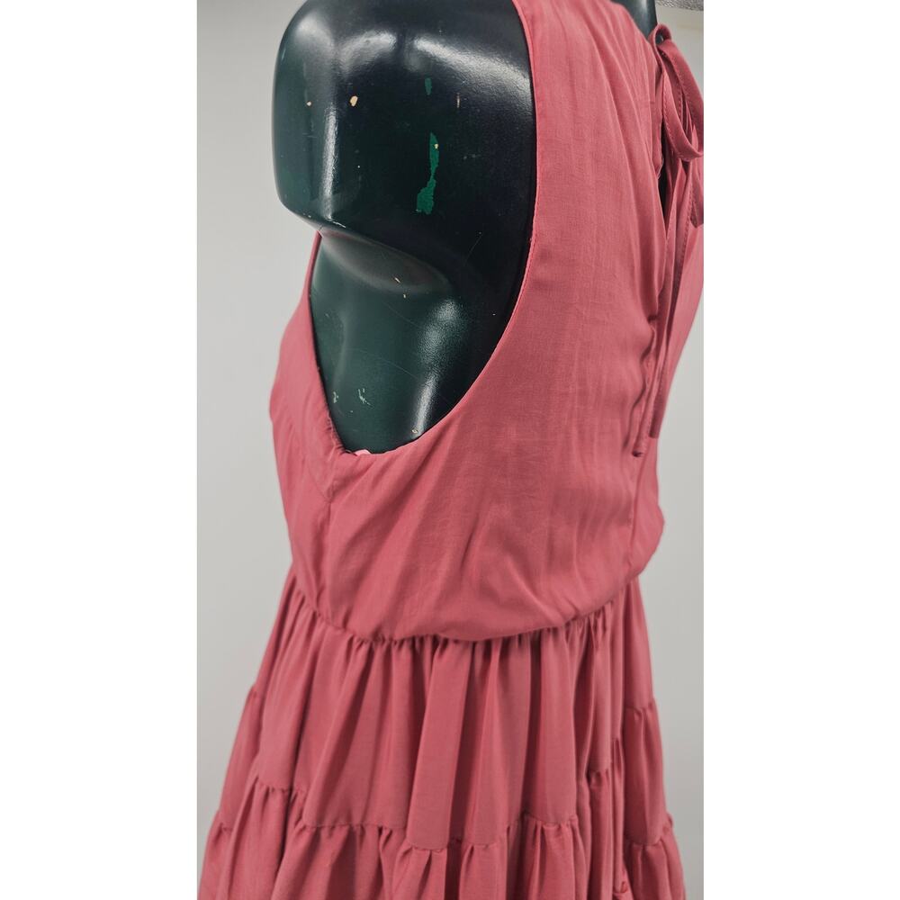 Mustrad Seeds Tiered Short Dress Beachy A-line Coral Pink Women's M 4083 - Picture 4 of 11